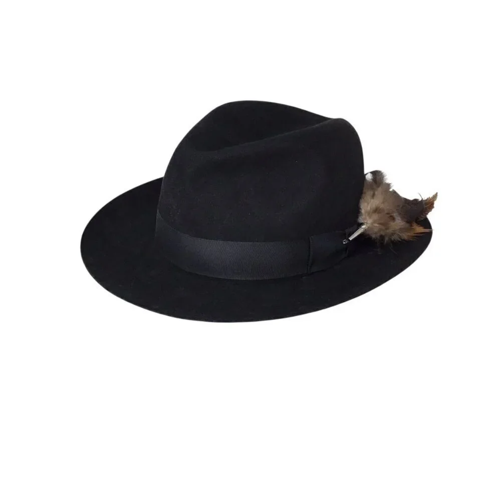 Worth & Worth Christy's London Fine Fur Felt NWOT Fedora Black 7 3/8 England